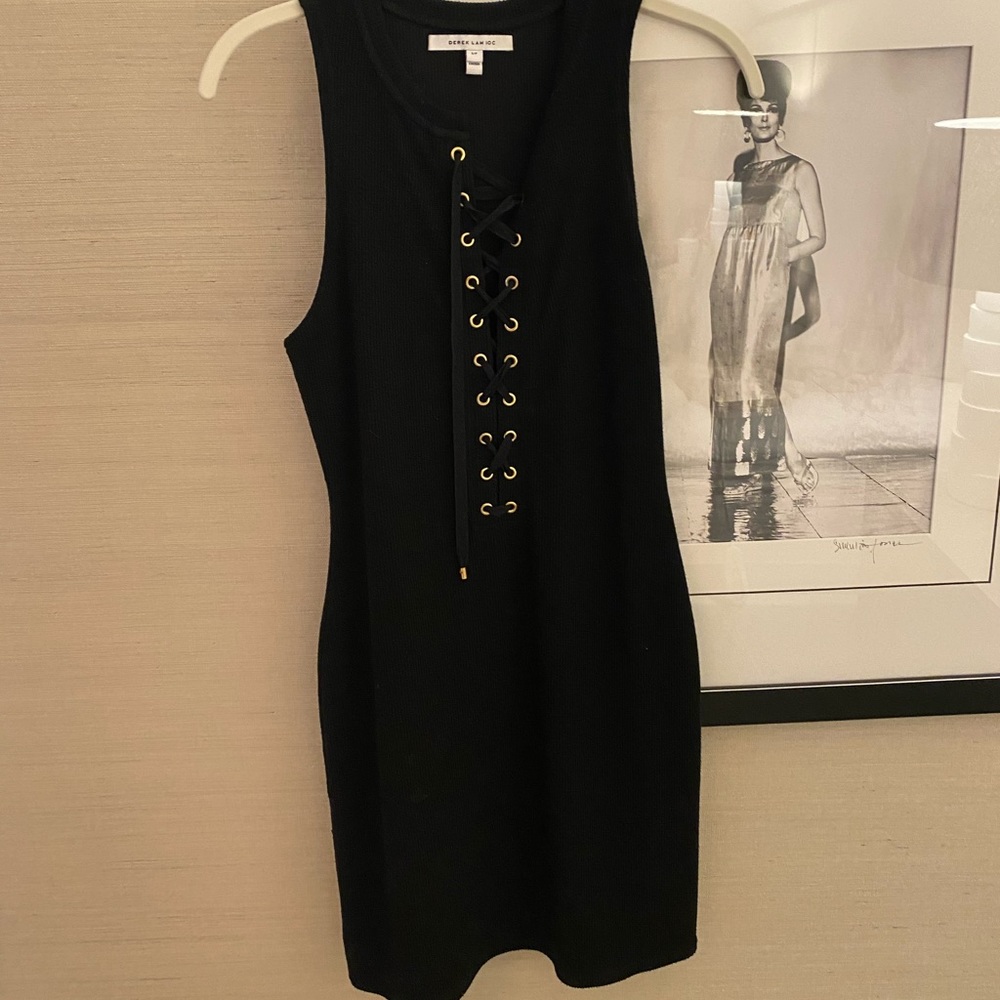 Derek Lam Black Lace Up Dress